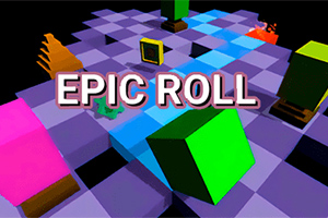 Színes, kockás felület, amelyen élénk színű geometriai formák helyezkednek el, középen EPIC ROLL felirattal