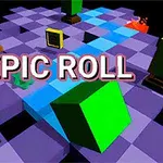 Színes, kockás felület, amelyen élénk színű geometriai formák helyezkednek el, középen EPIC ROLL felirattal