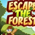 Egy rajzfilmszerű figura és egy erdő jelenik meg nagy szöveggel, amely az Escape the Forest kifejezést ábrázolja