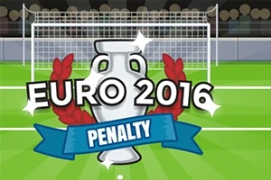 Ezüst trófea babérkoszorúval, EURO 2016 Penalty felirattal egy focipálya kapuja előtt