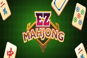 Zöld háttéren, középen EZ Mahjong felirattal, körülötte különböző mahjong csempék
