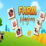 Rajzfilm stílusú farm bemutatása kártyákon szereplő állatokkal és mezőgazdasági gépekkel a háttérben