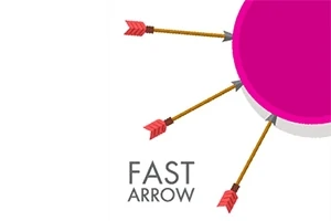 Három nyíl egy rózsaszín körbe fúródik, alatta a FAST ARROW felirat látható