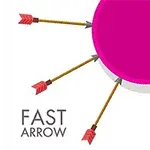Három nyíl egy rózsaszín körbe fúródik, alatta a FAST ARROW felirat látható