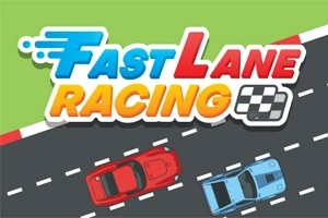 Két autó gyorsít az autópályán egy Fast Lane Racing felirat alatt