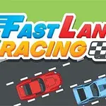 Két autó gyorsít az autópályán egy Fast Lane Racing felirat alatt