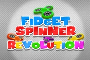 Színes feliratok és fidget spinnerek egy világosszürke, texturált háttéren
