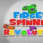 Színes feliratok és fidget spinnerek egy világosszürke, texturált háttéren
