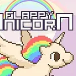 Pixelgrafikájú egyszarvú szivárványos sörénnyel és szárnyakkal, mögötte szivárvány jelenik meg a háttérben