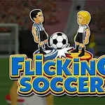 Két rajzfilmszerű focista figurája áll egy focilabda fölött, a háttérben egy stadion ötletesen elmosódott képe