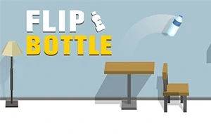 Szék és asztal mellett elrepülő flakon egy lámpa és a FLIP BOTTLE felirat mellett