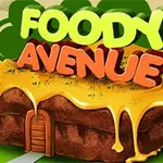 Egy ház formájú torta sárga mázzal és zöld, valamint vörös-barna színű Foody Avenue felirattal