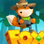Rajzolt róka kalapban és hátizsákkal áll egy erdőben a Fox felirat felett