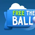 Kék háttérrel rendelkező kép, középen FREE THE BALL felirattal, mellette egy fehér és lila golyó