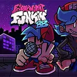 Két rajzfilmfigura mikrofonnal a kezükben áll egy városi háttér előtt, lilás éjszakai égbolttal