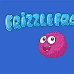 Kék háttér előtt egy nagy szemű, rózsaszín, szőrös figura és felette FRIZZLE FRAZ 6 felirat látható