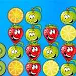 Mosolygó gyümölcsök, köztük eper, alma és citrusok színes háttéren