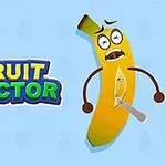 Egy átszúrt, rémült arcot vágó banán látható kék háttér előtt, mellette a FRUIT DOCTOR felirat