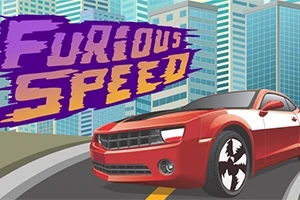 Egy piros autó látható egy városi háttér előtt, a kép bal felső sarkában Furious Speed felirat olvasható