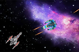 Két űrhajó színes csillagos háttérrel az űrben