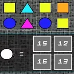 Színes geometriai alakzatok kombinációja, amelyek alatt egy egyenlet látható, négy válaszlehetőséggel
