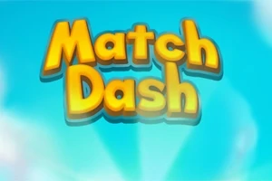 A kép világoskék háttéren narancssárga színű, kiemelkedő betűkkel írja ki a Match Dash szöveget