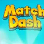 A kép világoskék háttéren narancssárga színű, kiemelkedő betűkkel írja ki a Match Dash szöveget