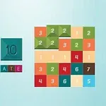 Színes, számozott négyzetek rácsteljesítményen, Get 10 Ultimate felirattal balra