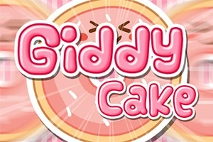Rózsaszín háttér előtt a Giddy Cake felirat látható, amely egy tortaszeletet ábrázol középen