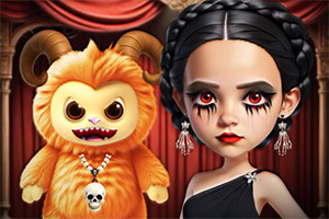 Gothic stílusban öltözik Gloomy Princess és aranyos plüssmackója