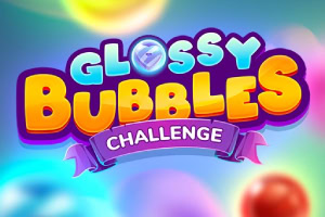 Színes, buborékos háttér előtt áll a Glossy Bubbles Challenge felirat