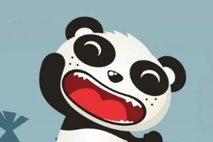 Rajzolt panda figura vidám arckifejezéssel