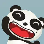 Rajzolt panda figura vidám arckifejezéssel