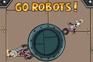 Két kerekes robot áthalad egy fémes háttérrel ellátott kör alakú akadályon