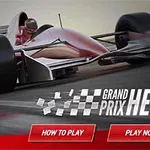 Formula-1-es autó egy versenypályán, mellette How to Play és Play Now gombok
