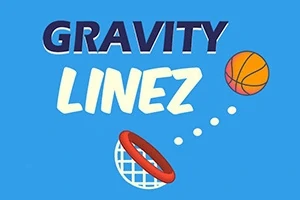 Kék háttér előtt egy kosárlabda és egy kosár látható, felettük a Gravity Linez felirat