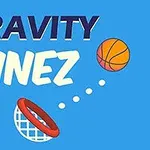 Kék háttér előtt egy kosárlabda és egy kosár látható, felettük a Gravity Linez felirat
