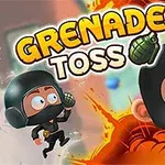 Rajzfilmszerű figura fekete sisakban gránátot dob, háttérben lángokkal és robbanásokkal