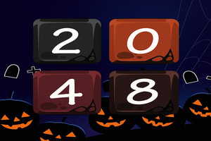 Színes számblokkok 2, 0, 4 és 8, sötét háttér előtt halloween dekorációval