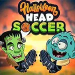 Két rajzfilmszerű zombi karakter, labdarúgó cipőben egy stadion háttérben, Halloween Head Soccer felirattal