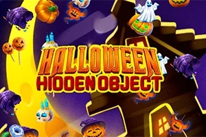 Halloween-témájú grafika tökökkel, szellemekkel, boszorkány kalapokkal és egy kísérteties kastély sziluettjével