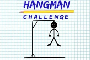 Grafikonpapíron egy akasztófára rajzolt pálcikaember látható, felette a Hangman Challenge felirat