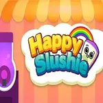 Színes Happy Slushie felirat egy boltíves sátor alatt, két oldalon színes italautomatákkal