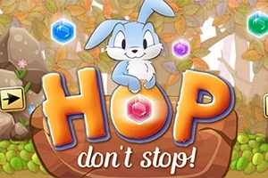 Egy kék nyuszi ül egy nagy HOP dont stop!
