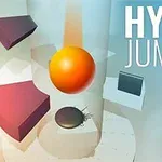 Narancssárga gömb lóg levegőben különböző, részben áttetsző platformok felett, a háttérben a HYPER JUMP 3D felirattal