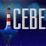 Pirosszal és fehérrel csíkozott világítótorony úszik egy jégtömbön lebegő sötét háttér előtt, ICEBERG felirattal