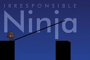 Egy rajzolt ninja karakter áll egy fekete platformon, háttérben kék égbolt és a Irresponsible Ninja felirat