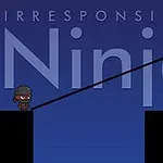 Egy rajzolt ninja karakter áll egy fekete platformon, háttérben kék égbolt és a Irresponsible Ninja felirat