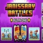 Két rajzfilmszerű katona pixelgrafikával ábrázolva, a középpontban egy VS felirat áll, körülöttük különböző harci jelenetek kis képeken