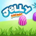 Színes zselék fűben, a szöveggel: Jelly Picnic és egy trófea +500 felirattal